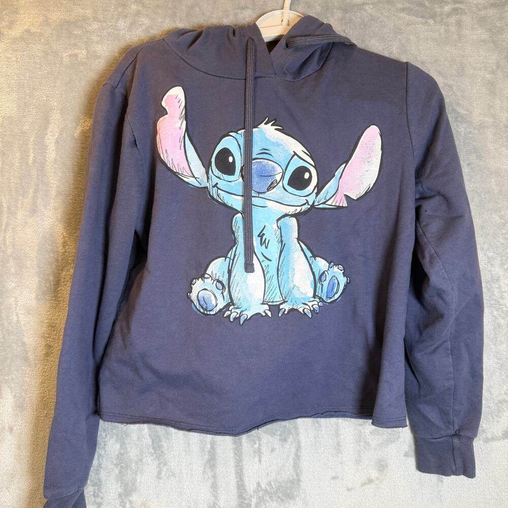 Disney Stitch Hoodie Youth Medium 7/9 Blue Pullover Sweatshirt Lilo Stitch